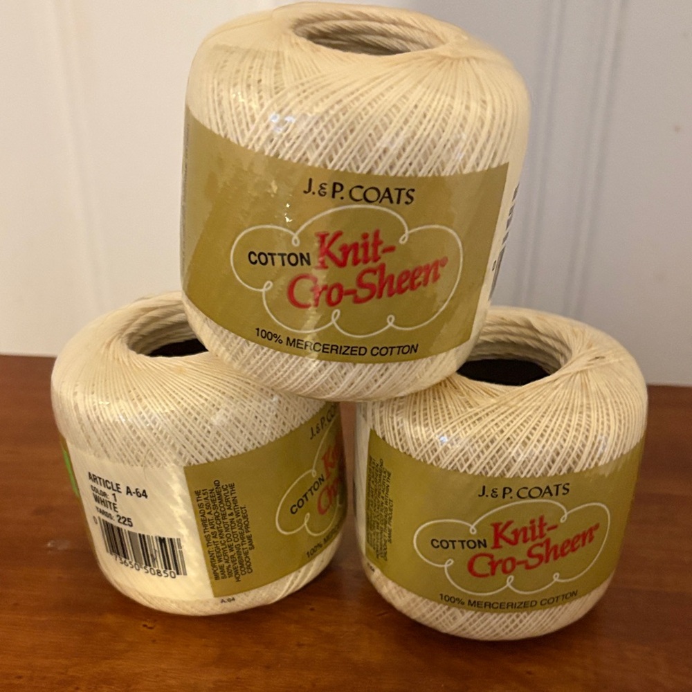 Three skeins of mesmerized cotton thread